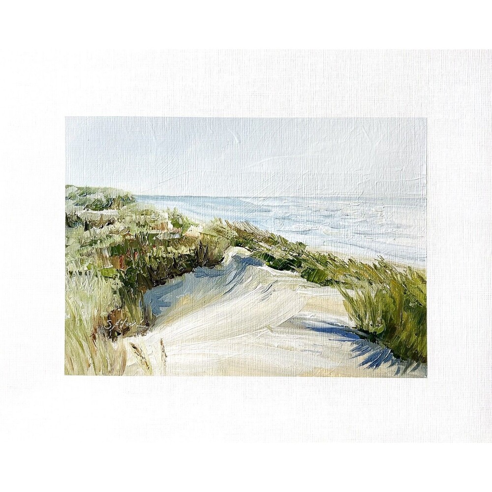 8x10 Original Oil Landscape Painting Seascape Beach Dunes Ocean Coastal Signed